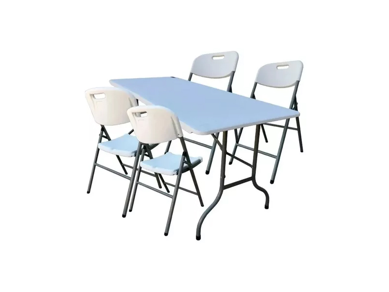 Mesa Plegable + 4 Sillas Camping Valija De Plástico Jardín LÜSQTOFF MMS-8