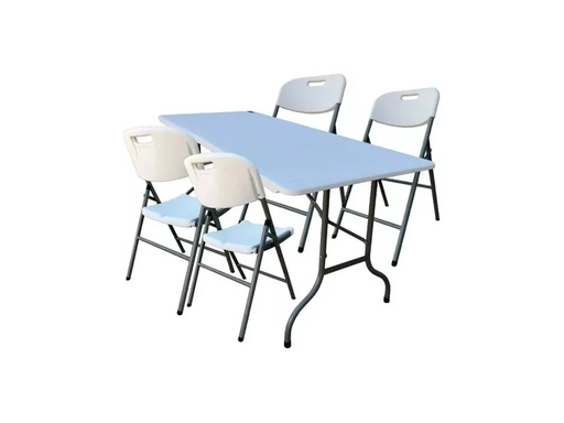 [mms-8] Mesa Plegable + 4 Sillas Camping Valija De Plástico Jardín LÜSQTOFF MMS-8